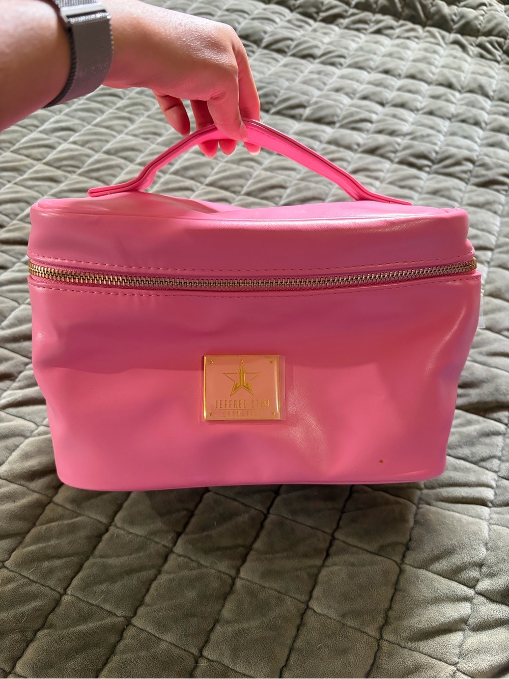 Jeffree Star Hot Pink Cosmetic Carry Case with Gold-Tone Accent